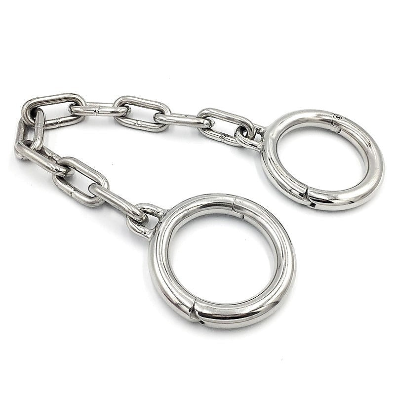Heavy-Duty Metal Ankle/Wrist Cuffs with Chain by BDStyle - Steel Sex Toys