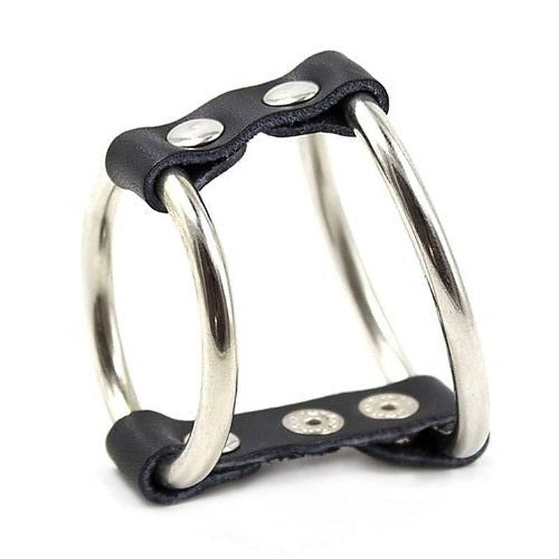 Strap and Steel Cock Ring and Ball Divider by BDStyle - Ball and Cock Toys