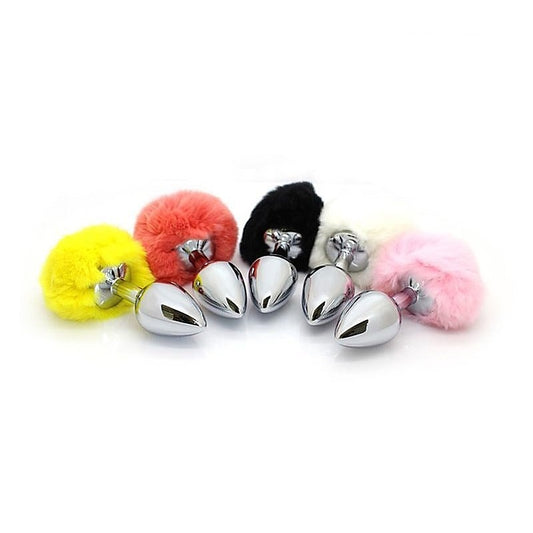 Bunny Faux Tail Silver Smooth Butt Plug Medium