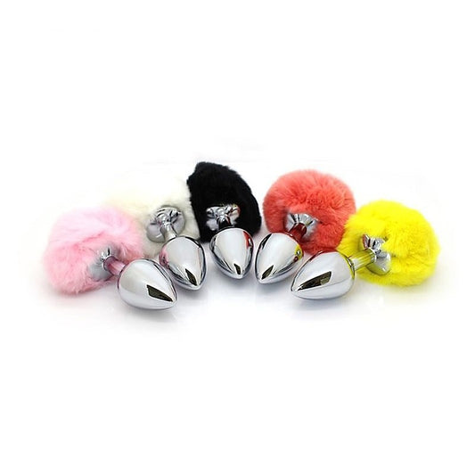 Bunny Faux Tail Silver Smooth Butt Plug Small