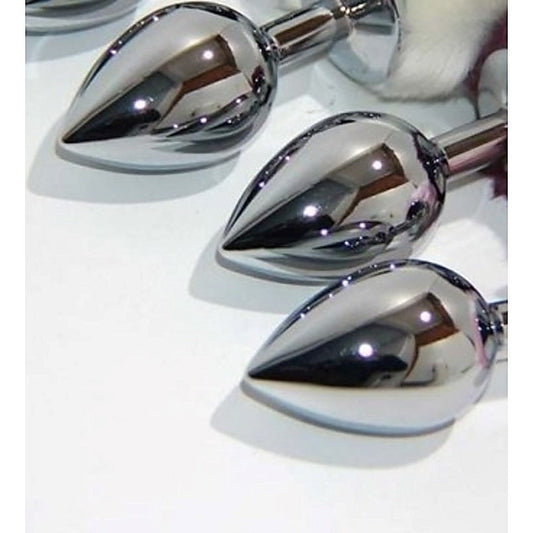Bunny Faux Tail Silver Smooth Butt Plug Small