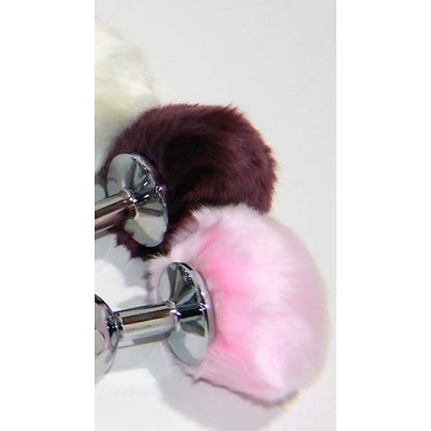 Bunny Faux Tail Silver Smooth Butt Plug Small by BDStyle - Steel Sex Toys