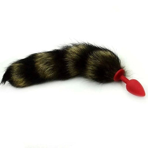 Brown Faux Fox Tail Rose Silicone Butt Plug - Butt Plugs