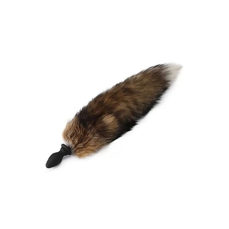 Brown Faux Fox Tail Rose Silicone Butt Plug - Butt Plugs