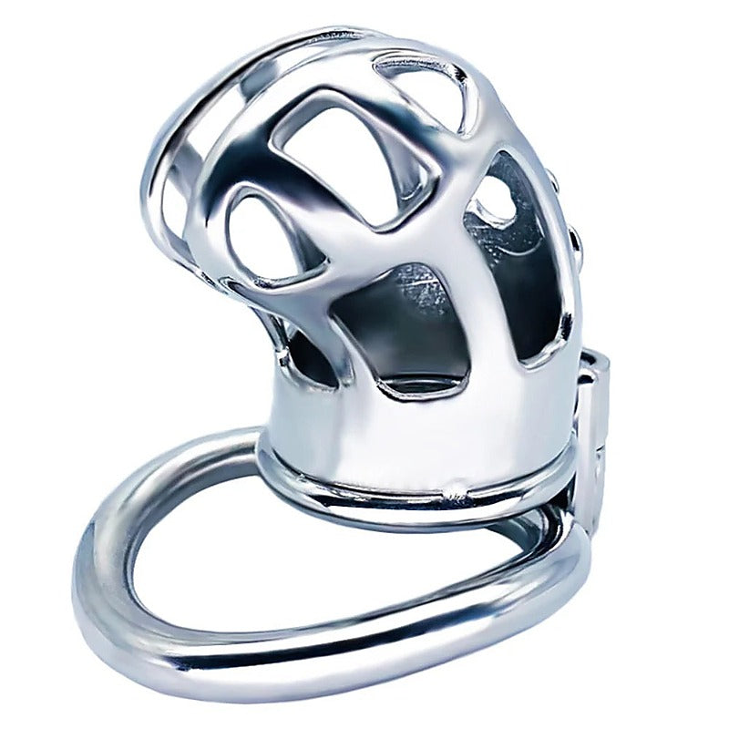 Hex Screw Bent Cock Lock Steel Cock Cage - Male Chastity