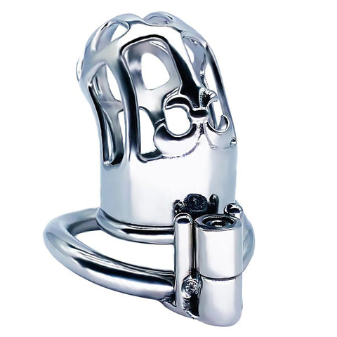 Hex Screw Bent Cock Lock Steel Cock Cage - Male Chastity