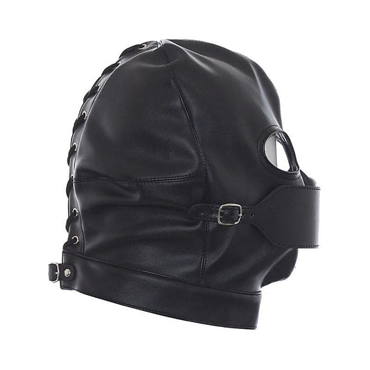 Leather Hood Full Mask Eyes & Mouth Detachable by BDStyle - Blindfolds And Masks