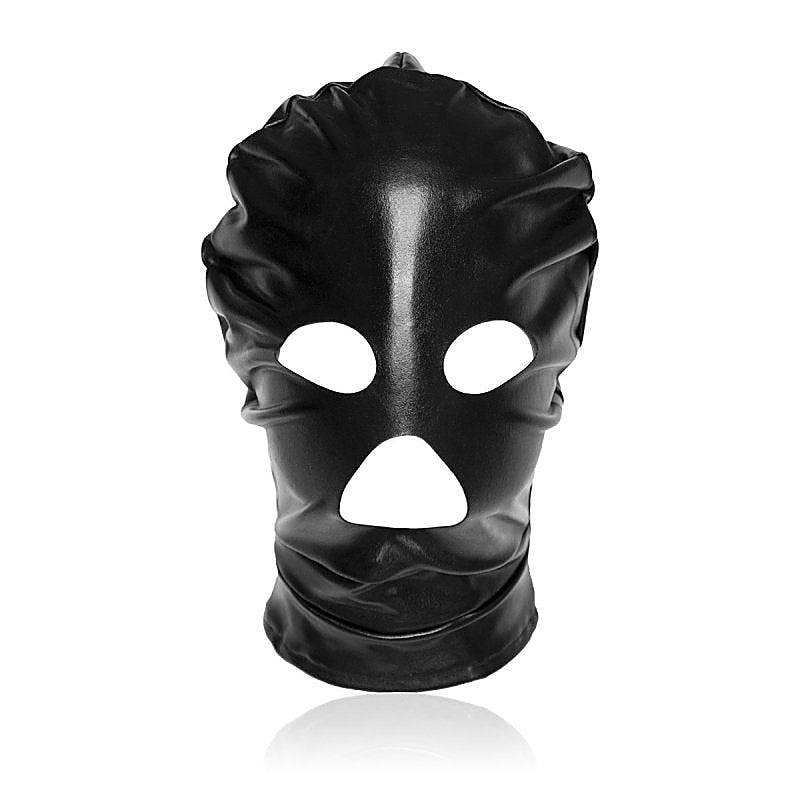 Patent Leather BDSM Hood with Open Mouth and Eyes by BDStyle - Bondage Hoods