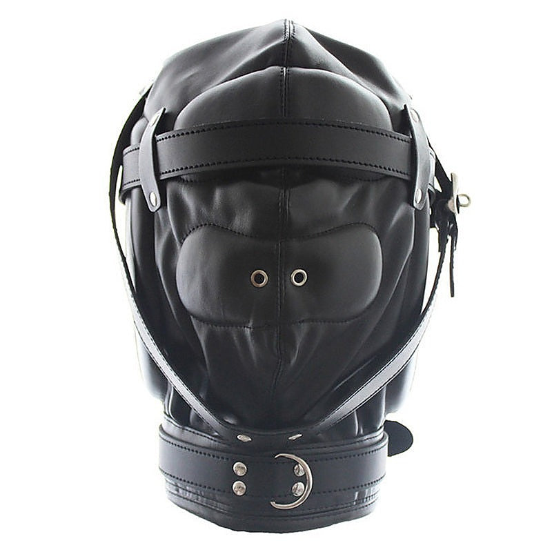 Premium Total Sensory Deprivation Bondage Leather Hood - Bondage Hoods