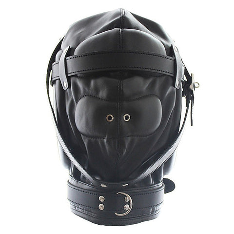 Premium Total Sensory Deprivation Bondage Leather Hood - Bondage Hoods