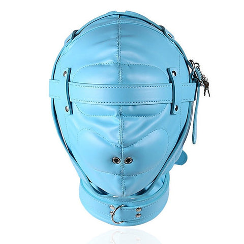 Premium Total Sensory Deprivation Bondage Leather Hood - Bondage Hoods