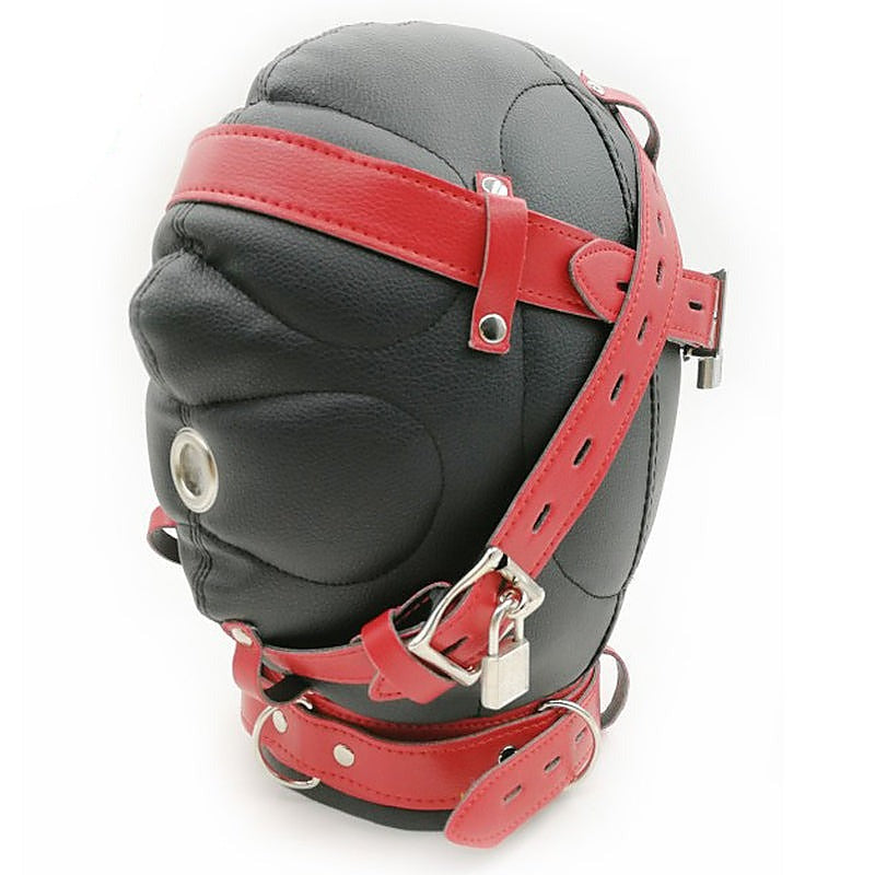 Medical Fetish Padded Locking Hospital Restraint Hood - Bondage Hoods