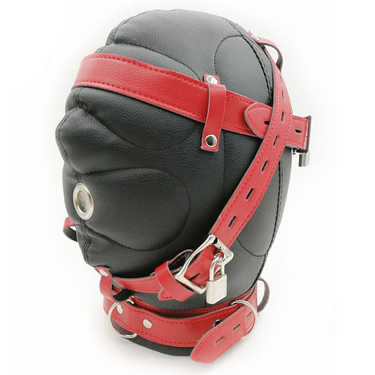Medical Fetish Padded Locking Hospital Restraint Hood - Bondage Hoods