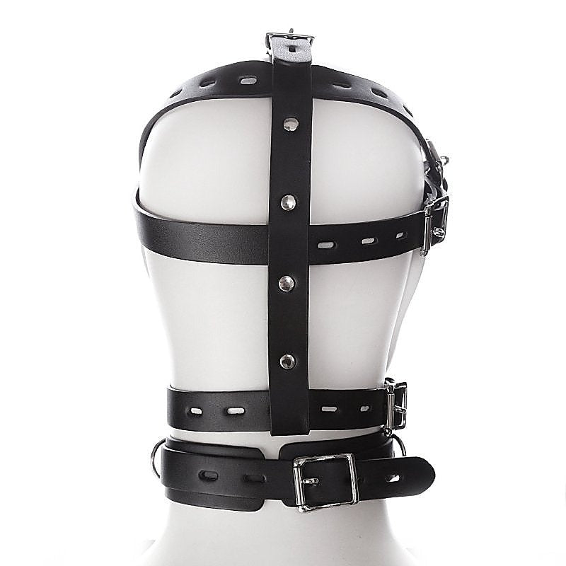 Faux Leather Bondage Harness Hood by BDStyle - Bondage Hoods