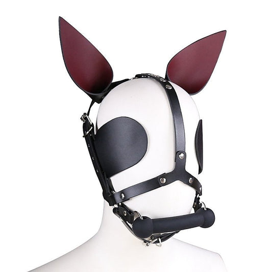 BDStyle Real Leather Dog Hoods With Bit Gag