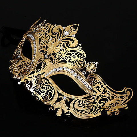 Premium Golden Diamante Metal Mask by BDStyle - Blindfolds And Masks
