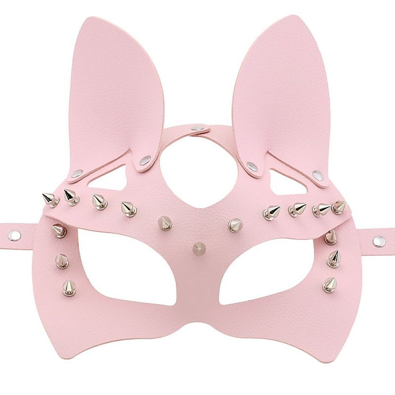 BDStyle Faux Leather Rivet Spike Mask - Blindfolds And Masks