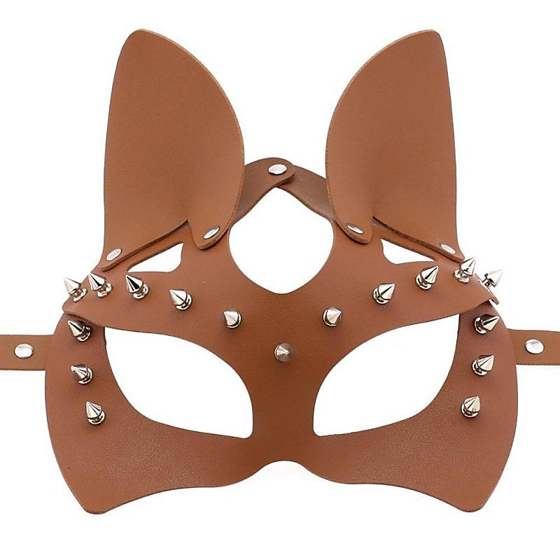 BDStyle Faux Leather Rivet Spike Mask - Blindfolds And Masks