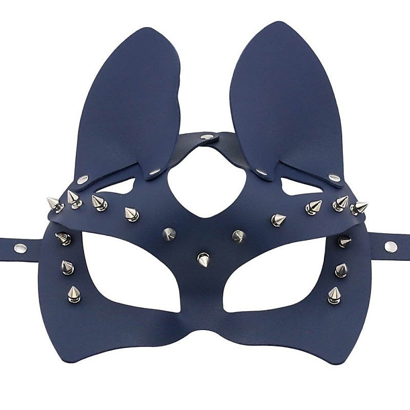 BDStyle Faux Leather Rivet Spike Mask - Blindfolds And Masks