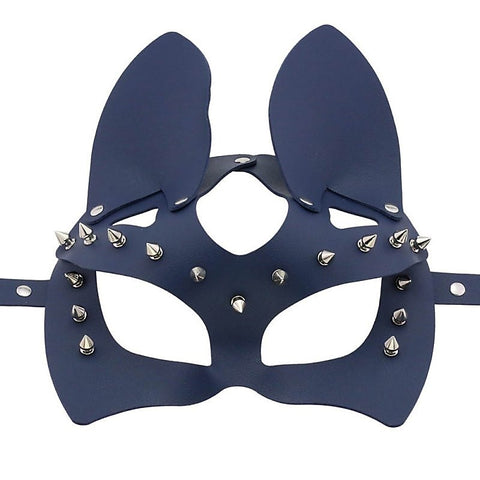 BDStyle Faux Leather Rivet Spike Mask - Blindfolds And Masks