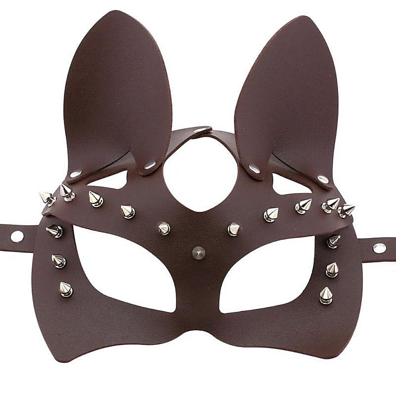 BDStyle Faux Leather Rivet Spike Mask - Blindfolds And Masks