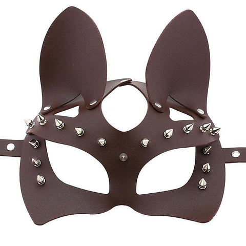 BDStyle Faux Leather Rivet Spike Mask - Blindfolds And Masks
