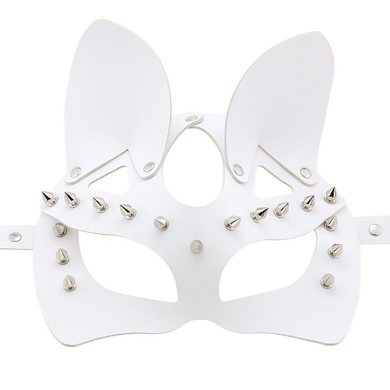 BDStyle Faux Leather Rivet Spike Mask - Blindfolds And Masks