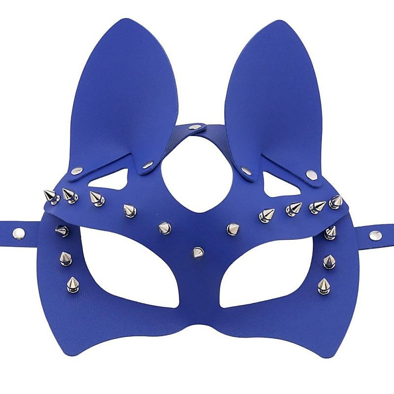 BDStyle Faux Leather Rivet Spike Mask - Blindfolds And Masks