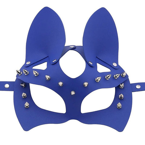 BDStyle Faux Leather Rivet Spike Mask - Blindfolds And Masks