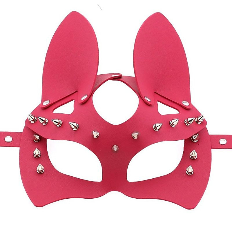 BDStyle Faux Leather Rivet Spike Mask - Blindfolds And Masks