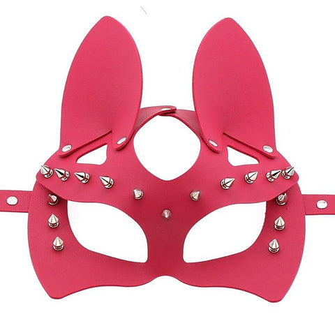 BDStyle Faux Leather Rivet Spike Mask - Blindfolds And Masks