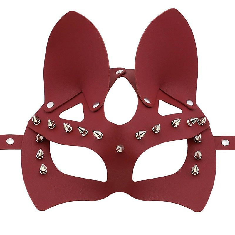 BDStyle Faux Leather Rivet Spike Mask - Blindfolds And Masks