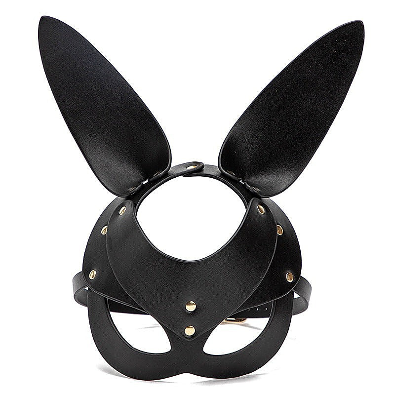 BDStyle Punk Gothic Cosplay Women Leather Bunny Ears Mask - Blindfolds And Masks
