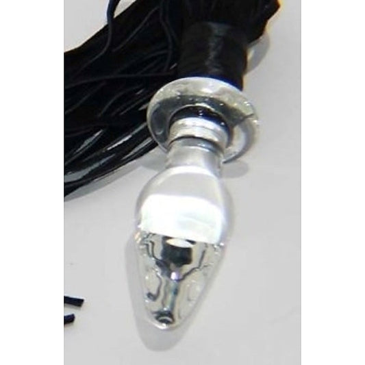 Glass Anal Plug with Leather Tail by BDStyle