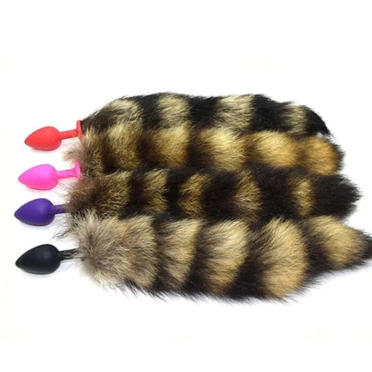 Faux Fox Tail Silicone Butt Plug Blue - Butt Plugs