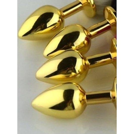 Faux Rabbit Tail Butt Plug Gold Medium - Steel Sex Toys
