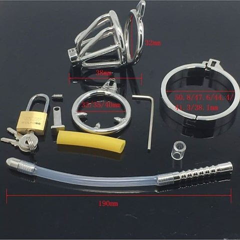 Dual Ringed Pisser Chastity Cage by BDStyle - Male Chastity