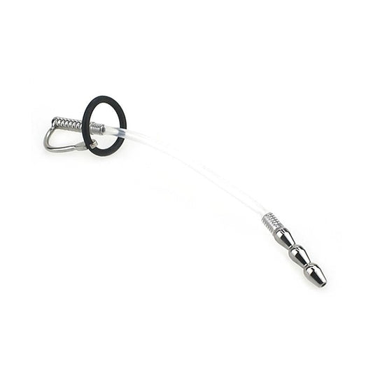 Wee Ribbed Metal & Silicone Flexible Penis Plug - Penis Plugs