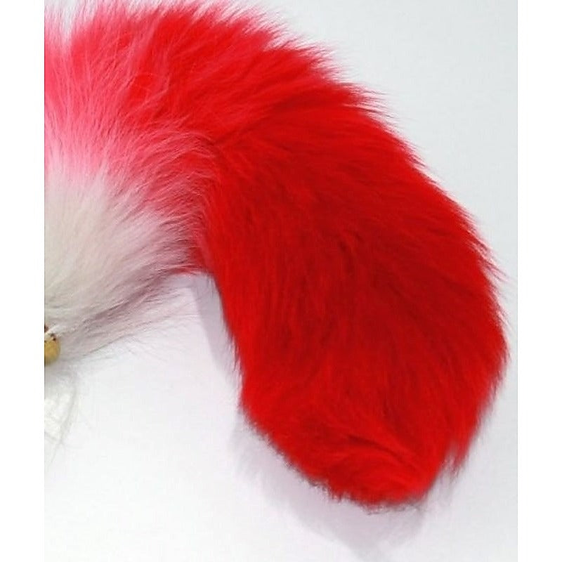 Red Faux Fox Tail Gold Butt Plug - Steel Sex Toys