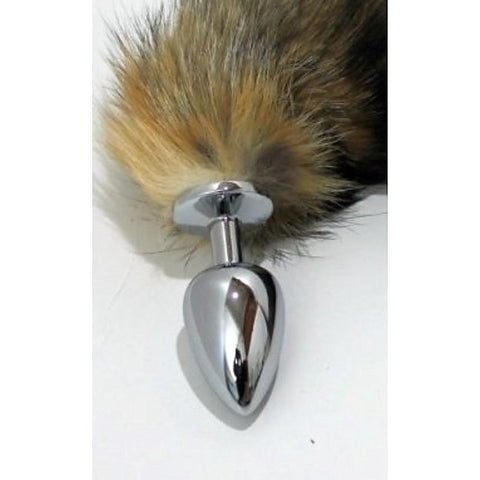 Funky Fox Tail & Metal Anal Plug - Steel Sex Toys