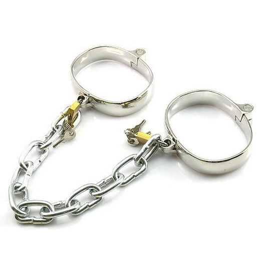 Unisex Luxury Dungeon Irons Cuffs With Chain - Cuffs and Restraints