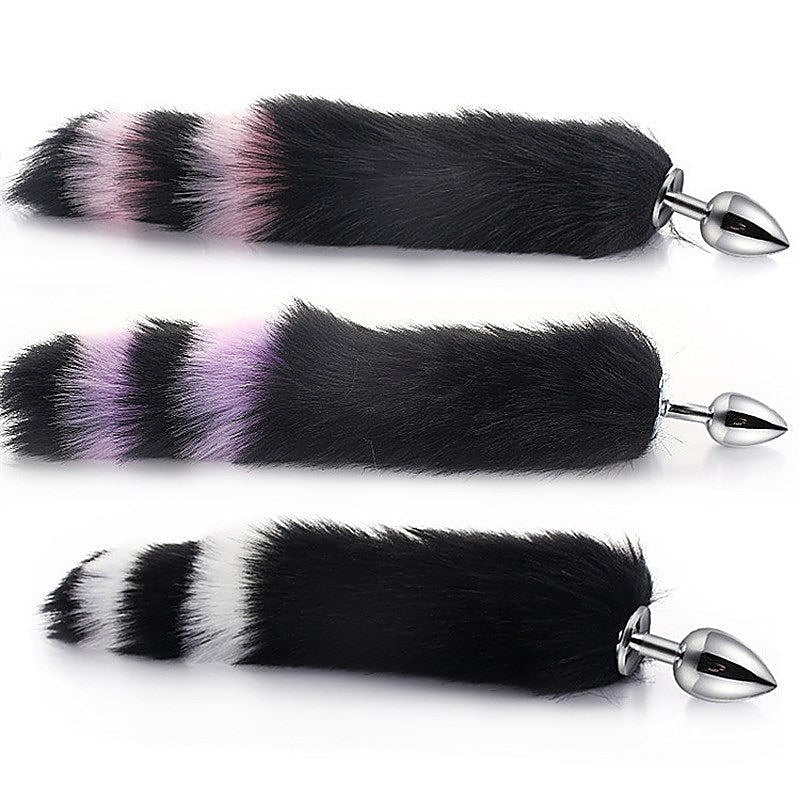 Colorful Fox Tail Metal Anal Plug Medium - Steel Sex Toys