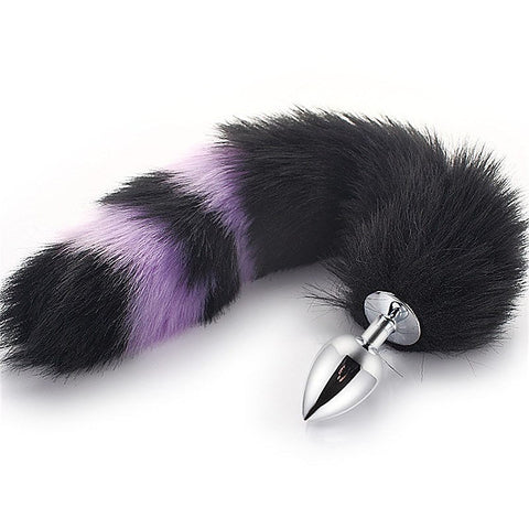 Colorful Fox Tail Metal Anal Plug Medium - Steel Sex Toys