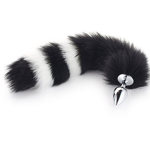 Colorful Fox Tail Metal Anal Plug Medium - Steel Sex Toys