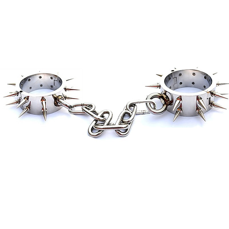 Premium Spiked Steel Ankle Cuffs by BDStyle - Cuffs and Restraints