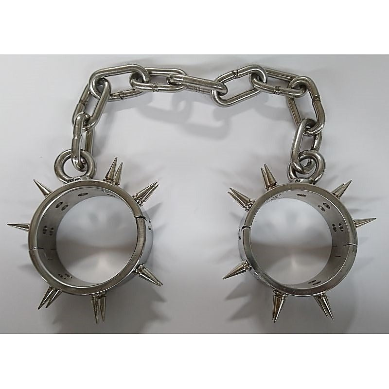 Premium Spiked Steel Ankle Cuffs by BDStyle - Cuffs and Restraints