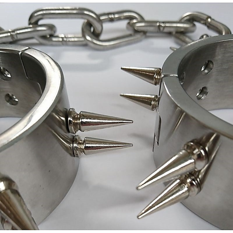 Premium Spiked Steel Ankle Cuffs by BDStyle - Cuffs and Restraints