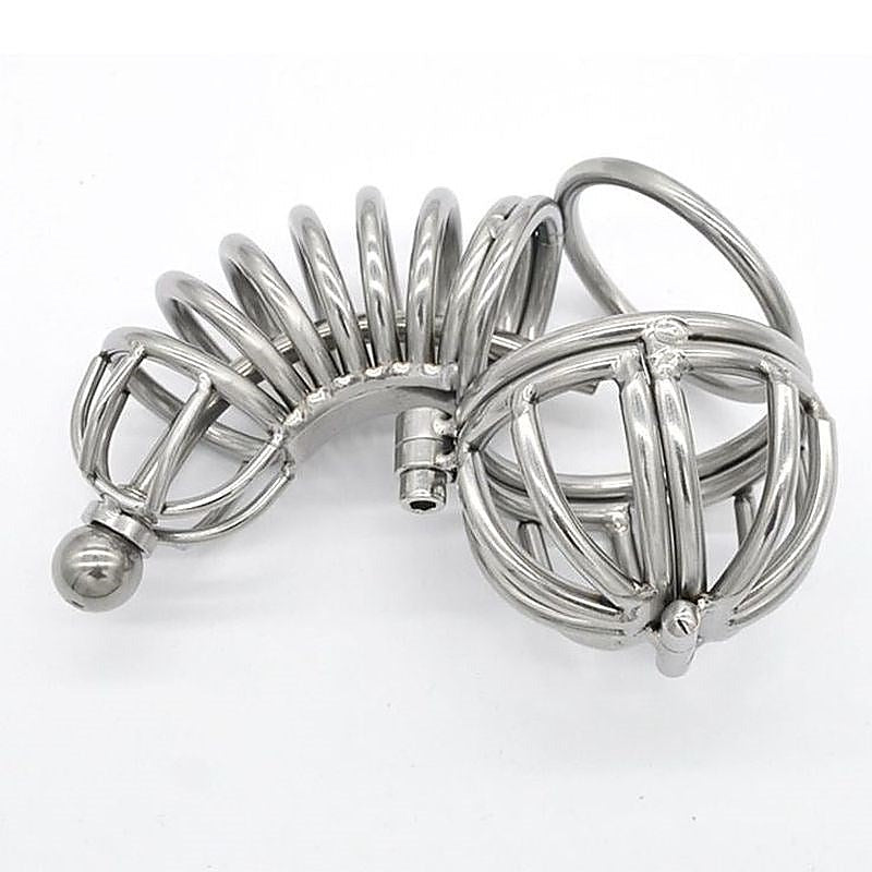 Ultimate Cock and Ball Cage Short with Urethral Sound - Male Chastity