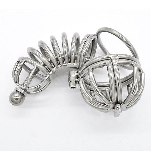 Ultimate Cock and Ball Cage Short with Urethral Sound - Male Chastity