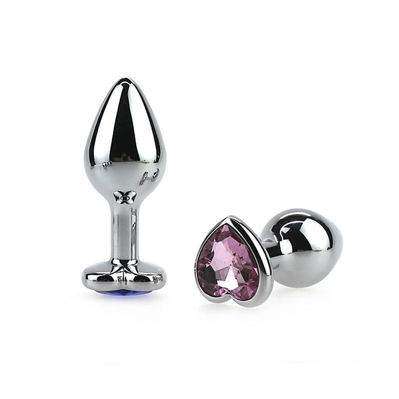 Heart-Shaped Jewel Stainless Steel Anal Plug by BDStyle - Rabbit Vibrators